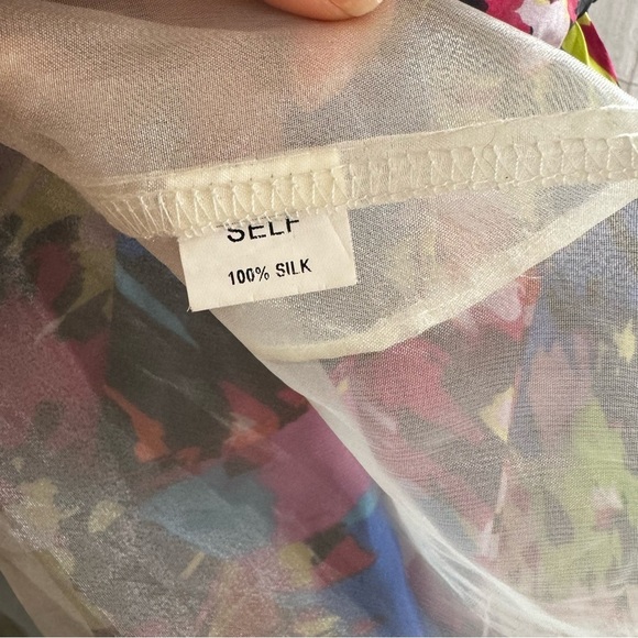 Anthropologie Minuet Multicolor One Shoulder 100% Silk Cocktail Dress - Picture 4 of 12